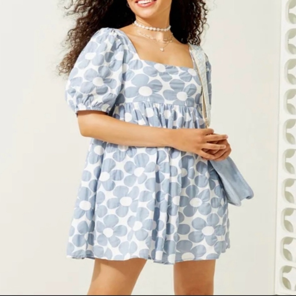 Blue and White Floral Dress